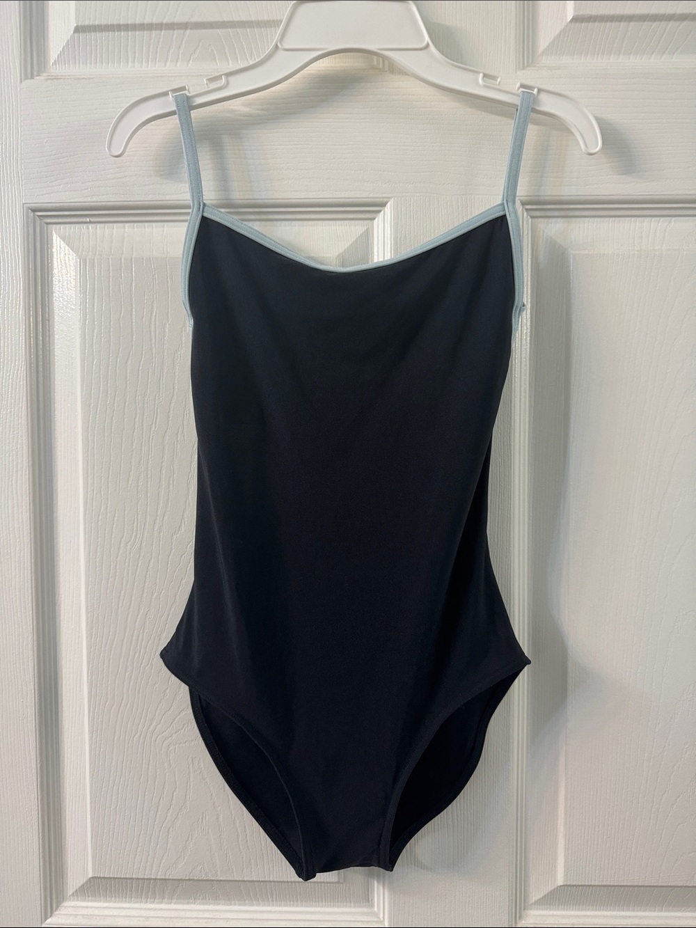 Yumiko black leotard with Light Blue Trim. Burst lining.Great condition. Size:M
